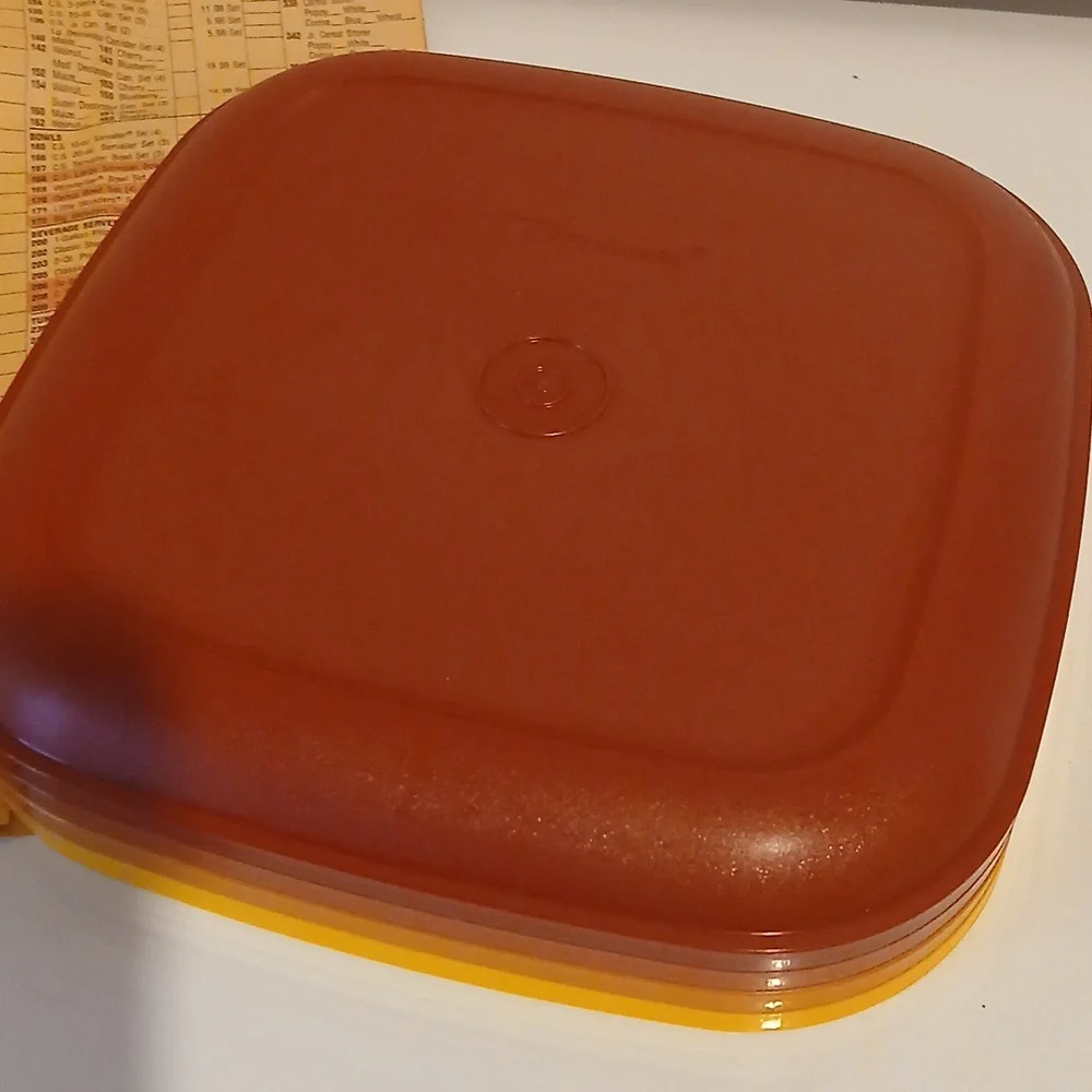 Vintage Autumn Color Tupperware Luncheon Square Plates New